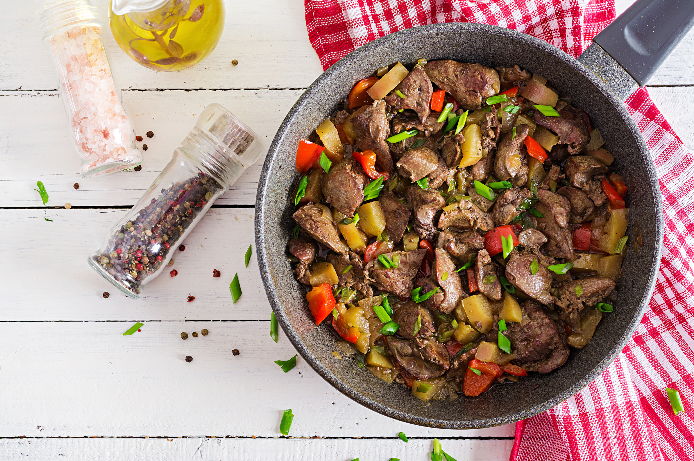 Fried Chicken Liver in a Pan